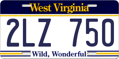 WV license plate 2LZ750