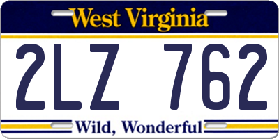 WV license plate 2LZ762