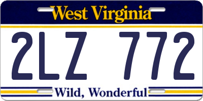 WV license plate 2LZ772