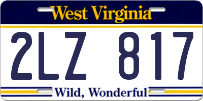WV license plate 2LZ817