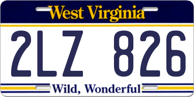 WV license plate 2LZ826