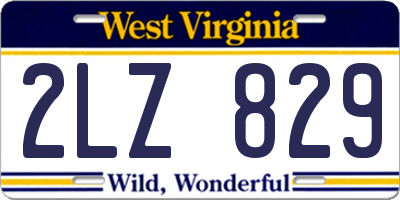 WV license plate 2LZ829