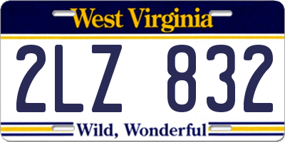 WV license plate 2LZ832