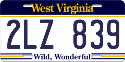 WV license plate 2LZ839