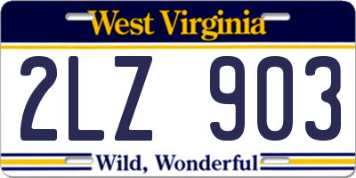 WV license plate 2LZ903