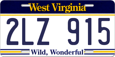 WV license plate 2LZ915