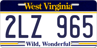 WV license plate 2LZ965