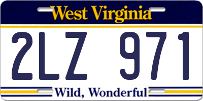 WV license plate 2LZ971