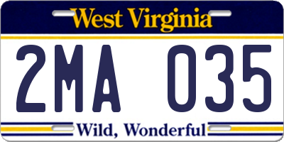 WV license plate 2MA035