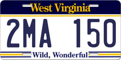 WV license plate 2MA150