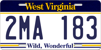 WV license plate 2MA183