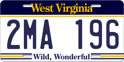 WV license plate 2MA196