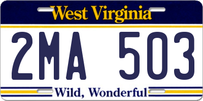 WV license plate 2MA503