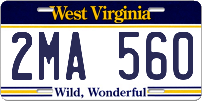 WV license plate 2MA560