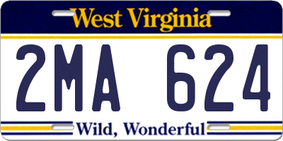 WV license plate 2MA624