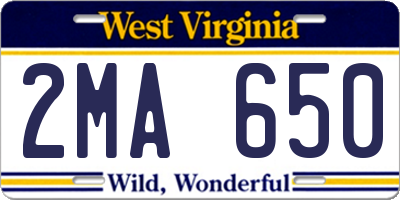 WV license plate 2MA650