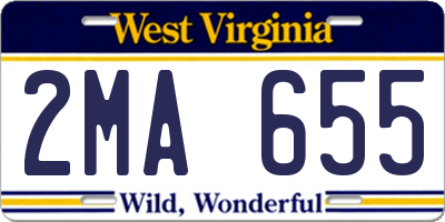 WV license plate 2MA655