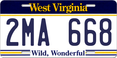 WV license plate 2MA668