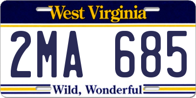WV license plate 2MA685