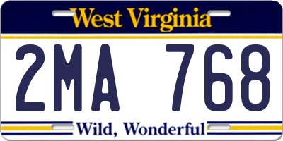 WV license plate 2MA768