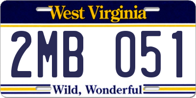 WV license plate 2MB051