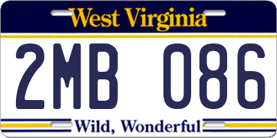WV license plate 2MB086