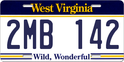WV license plate 2MB142