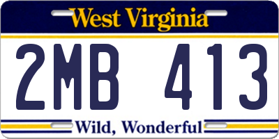 WV license plate 2MB413