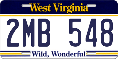 WV license plate 2MB548