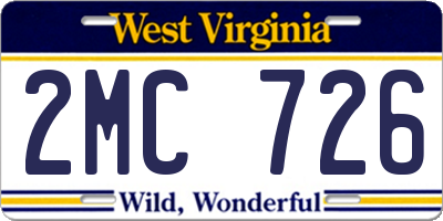 WV license plate 2MC726