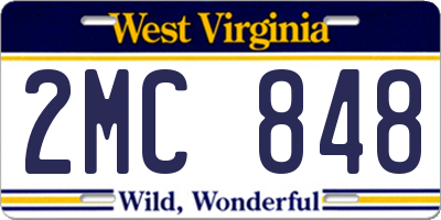 WV license plate 2MC848