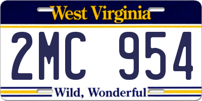 WV license plate 2MC954
