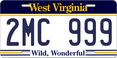 WV license plate 2MC999