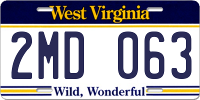 WV license plate 2MD063
