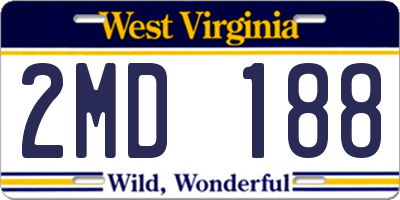 WV license plate 2MD188