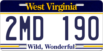 WV license plate 2MD190