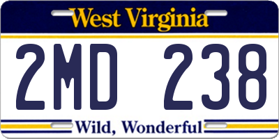 WV license plate 2MD238