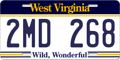 WV license plate 2MD268