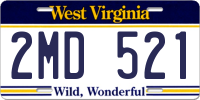 WV license plate 2MD521