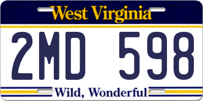 WV license plate 2MD598