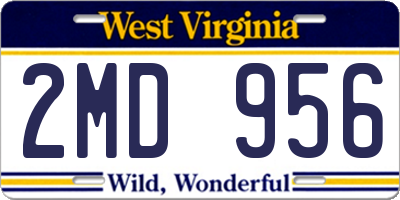 WV license plate 2MD956
