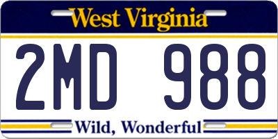 WV license plate 2MD988