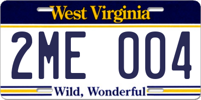 WV license plate 2ME004