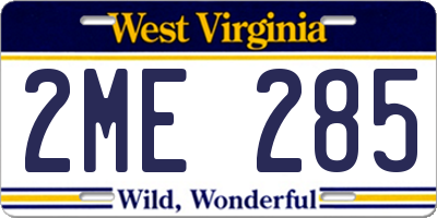 WV license plate 2ME285