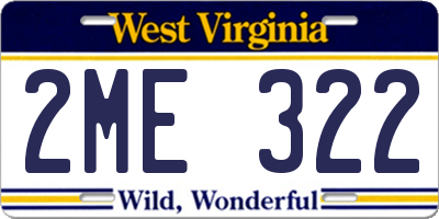 WV license plate 2ME322