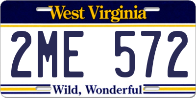 WV license plate 2ME572
