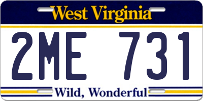 WV license plate 2ME731