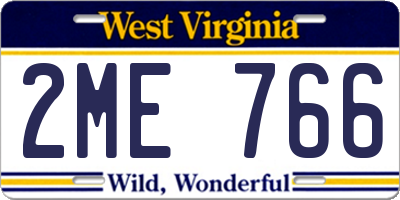 WV license plate 2ME766