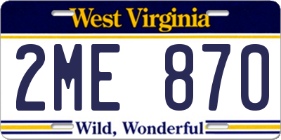 WV license plate 2ME870