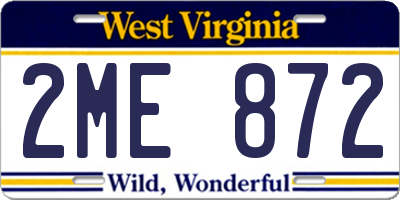WV license plate 2ME872
